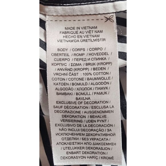 Lauren Ralph Lauren Black & White Striped Long Sleeve Cotton Button-Up Shirt Wit - Picture 11 of 16